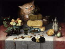 Floris van Dijck, Still Life with Cheeses and Cats