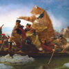 Fine art canvas print "Emanuel Leutze. Washington Crossing the Delaware in a boat piloted by the Fat Cat" by Fat Cat Art