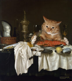 Willem Claesz Heda, Still Life with a Lobster Measured by a Cat